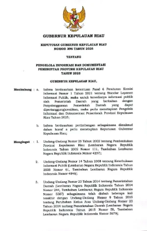PENGELOLA INFORMASI DAN DOKUMENTASI PEMERINTAH PROVINSI KEPULAUAN RIAU TAHUN 2025