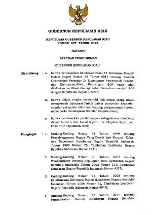 SOP STANDAR PENGUMUMAN INFORMASI