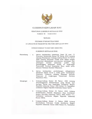 PEDOMAN STANDAR PELAYANAN DI LINGKUNGAN PEMERINTAH PROVINSI KEPULAUAN RIAU