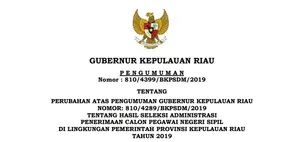 Pengumuman Hasil Sanggah Seleksi Administrasi CPNS Pemprov Kepri