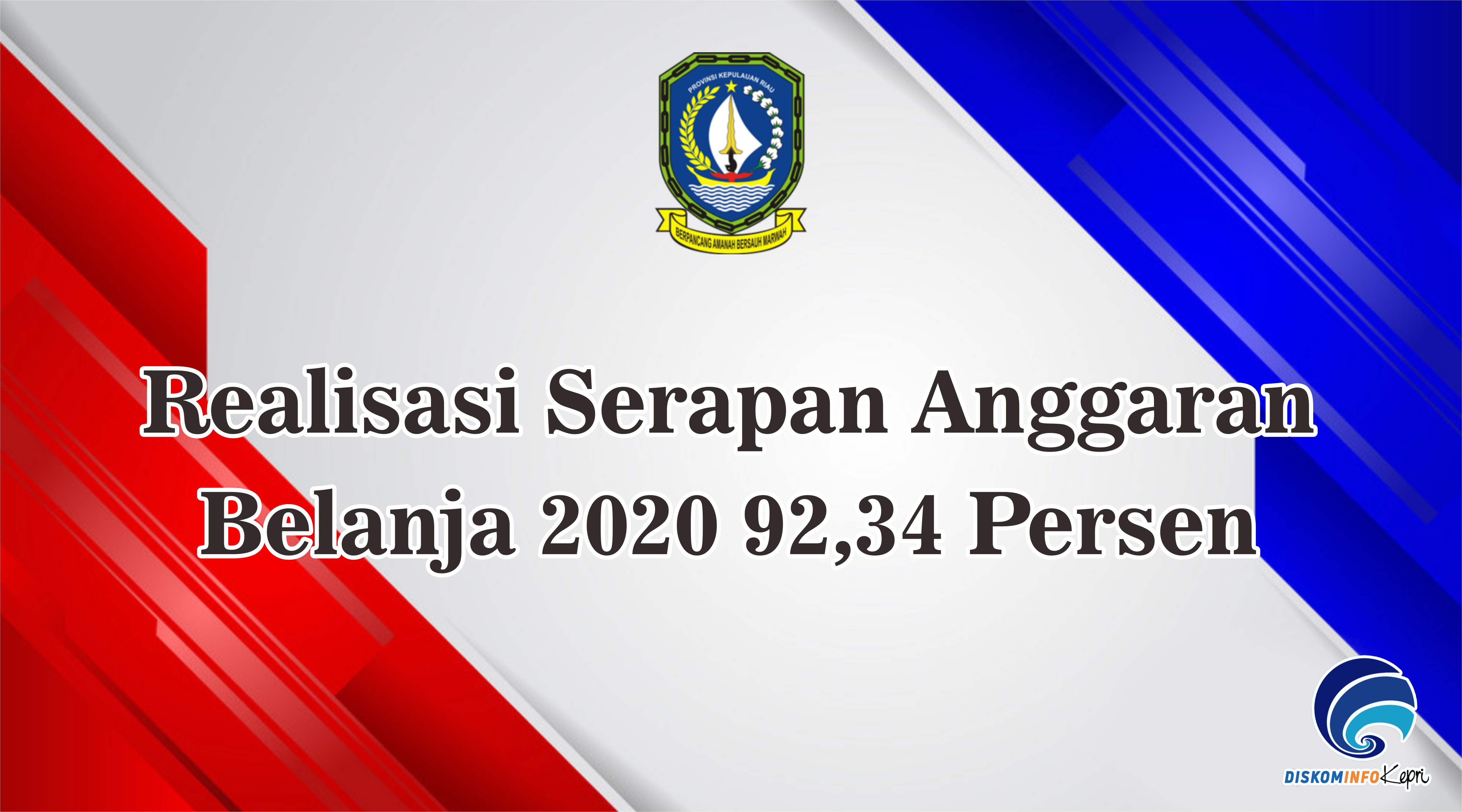 Realisasi Serapan Anggaran Belanja 2020 92,34 Persen