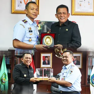 Danlanud RHF dan Dansatrad 213 Tanjungpinang Berpamitan Dengan Gubernur Ansar