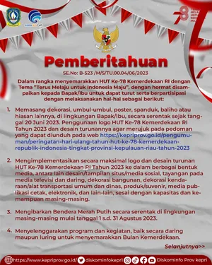 Semarakkan HUT ke-78 RI, Masyarakat Diimbau Pasang Bendera Merah Putih