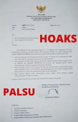 Waspada, Surat Palsu Mengatasnamakan Menteri PANRB