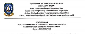 Pengumuman Bakal Calon Komisaris PT. Pembangunan Kepri dan Bakal Calon Direksi PT. Pelabuhan Kepri