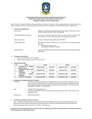Pratinjau Pengumuman Tender Pemilihan Mitra Kerjasama Pemanfaatan (KSP) Barang Milik Daerah Berupa Tanah Beserta Seluruh Fasilitas di Kawasan Gurindam 12 Kota Tanjungpinang.pdf
