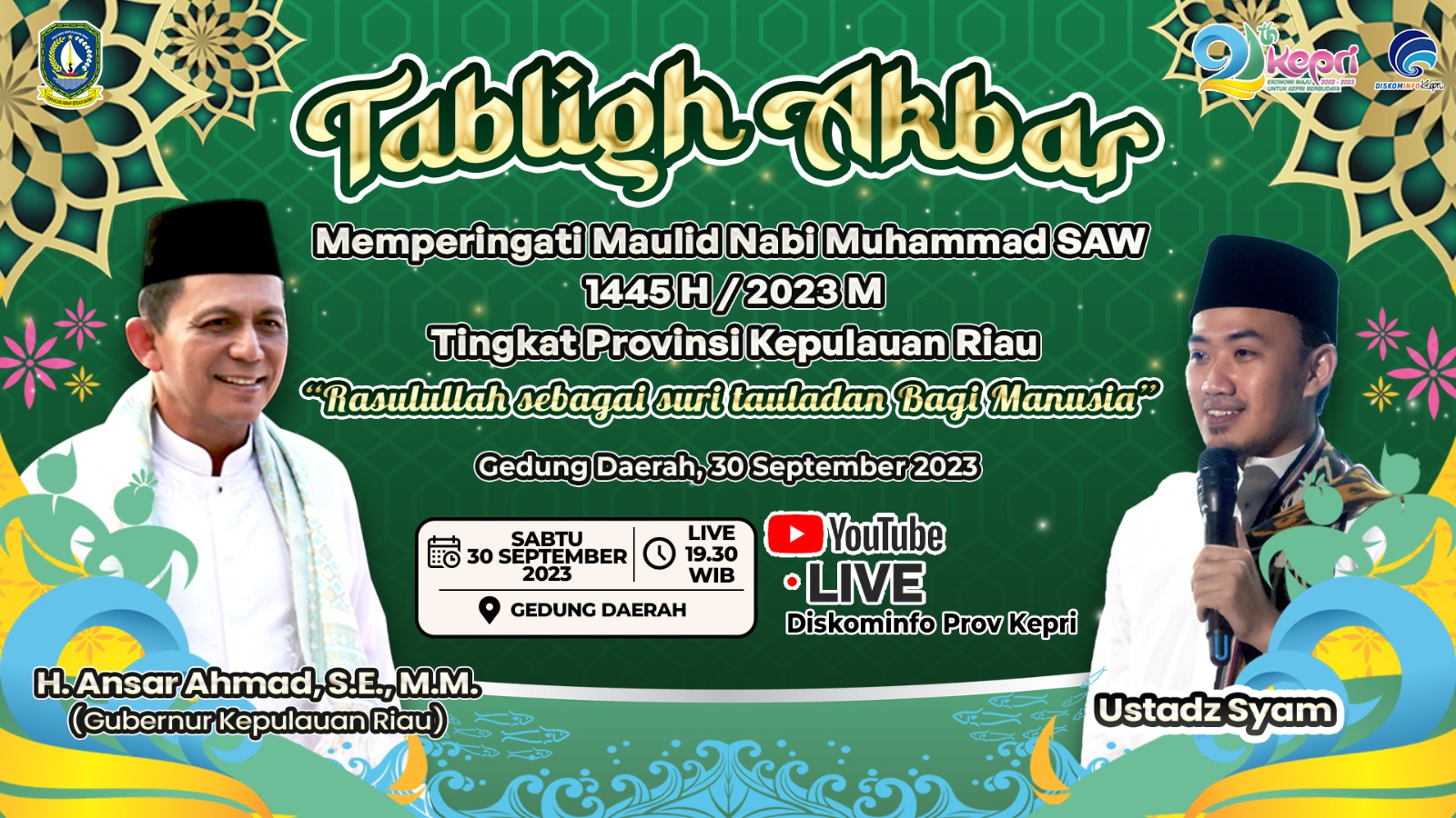 Pemprov Kepri Ajak Masyarakat Meriahkan Tabligh Akbar Peringatan Maulid Nabi di Gedung Daerah Tanjungpinang