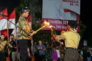 Malam Taptu dan Pawai Obor di Pantai Piwang Natuna Dilepas Oleh Mendagri RI Tito Karnavian