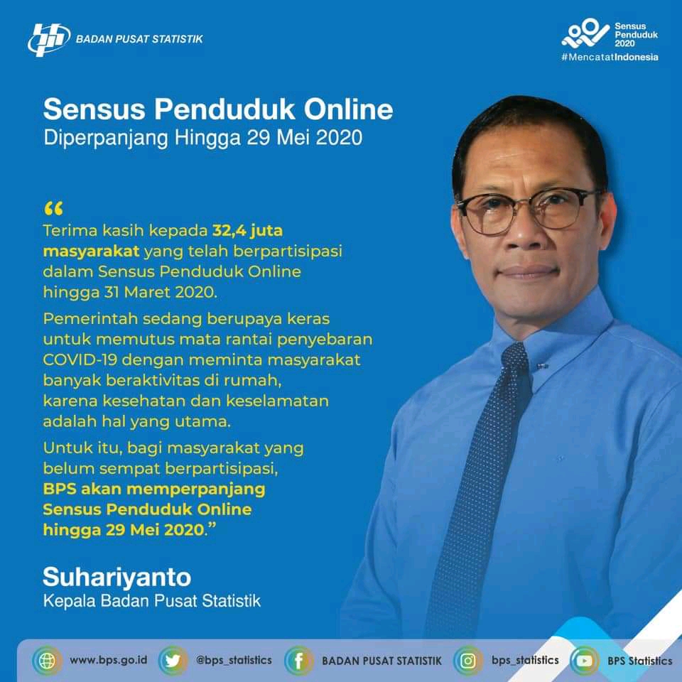 Sensus Penduduk Online Diperpanjang Hingga 29 Mei