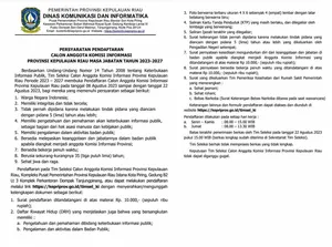 Berikut Pengumuman Pendaftaran Seleksi Calon Anggota Komisi Informasi Provinsi Kepri & Persyaratannya