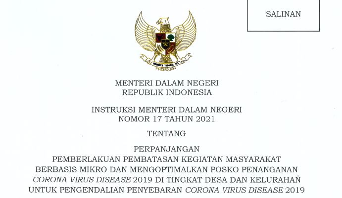 Perpanjang Pemberlakuan Pembatasan Kegiatan Masyarakat Berbasis Mikro dan Mengoptimalkan Posko Penanganan Covid-19
