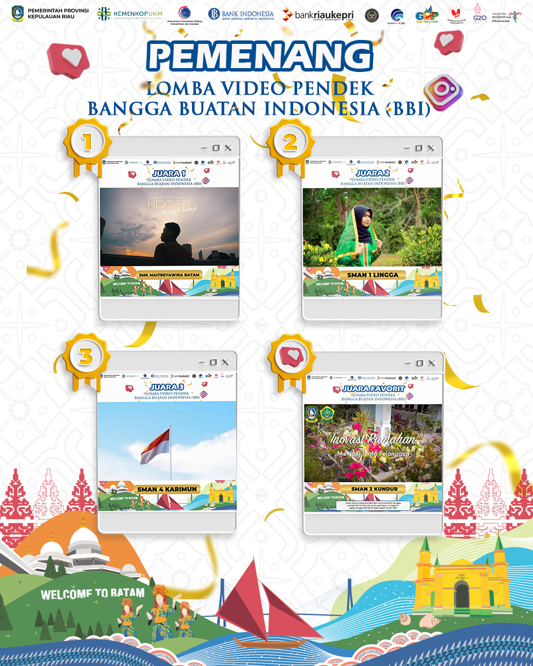 Diskominfo Kepri Gelar Lomba Video Pendek BBI Tingkat SLTA se Kepri, Ini Dia Para Pemenangnya