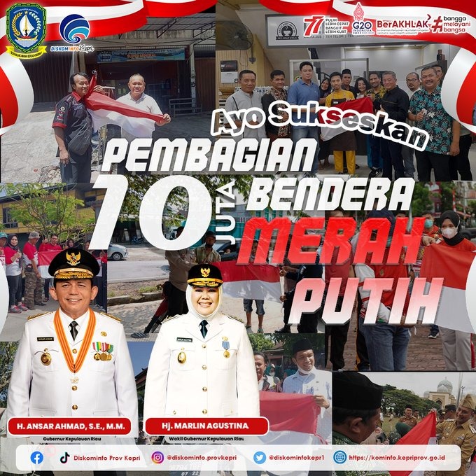 Pemprov Kepri Dukung Progam Pemerintah Pusat,  Gerakan Nasional Pembagian 10 Juta Bendera Merah Putih