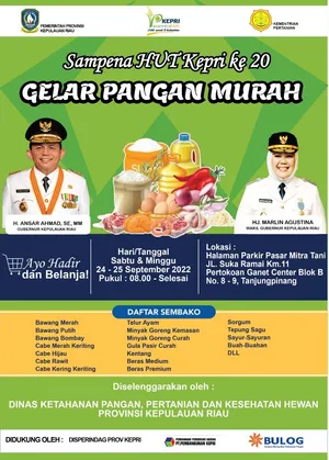 Sempena HUT Kepri ke-20, Pemprov Kepri Akan Gelar Pasar Murah di Tanjungpinang, Catat Tanggalnya !