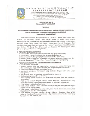 Pratinjau Seleksi Pemilihan Direksi dan Komisaris PT. Energi Kepri (Perseroda), dan Komisaris PT. Pembangunan Kepri (Perseroda) Provinsi Kepulauan Riau.pdf