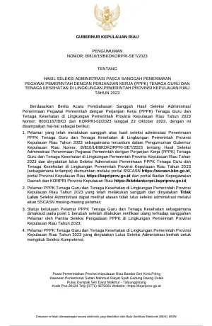 Pratinjau Pengumuman_Gubernur_Kepulauan_Riau_tentang_Hasil_Seleksi_Administrasi_Pasca_Sanggah_Penerimaan_PPPK_Tenaga_Guru_dan_Tenaga_Kesehat.pdf