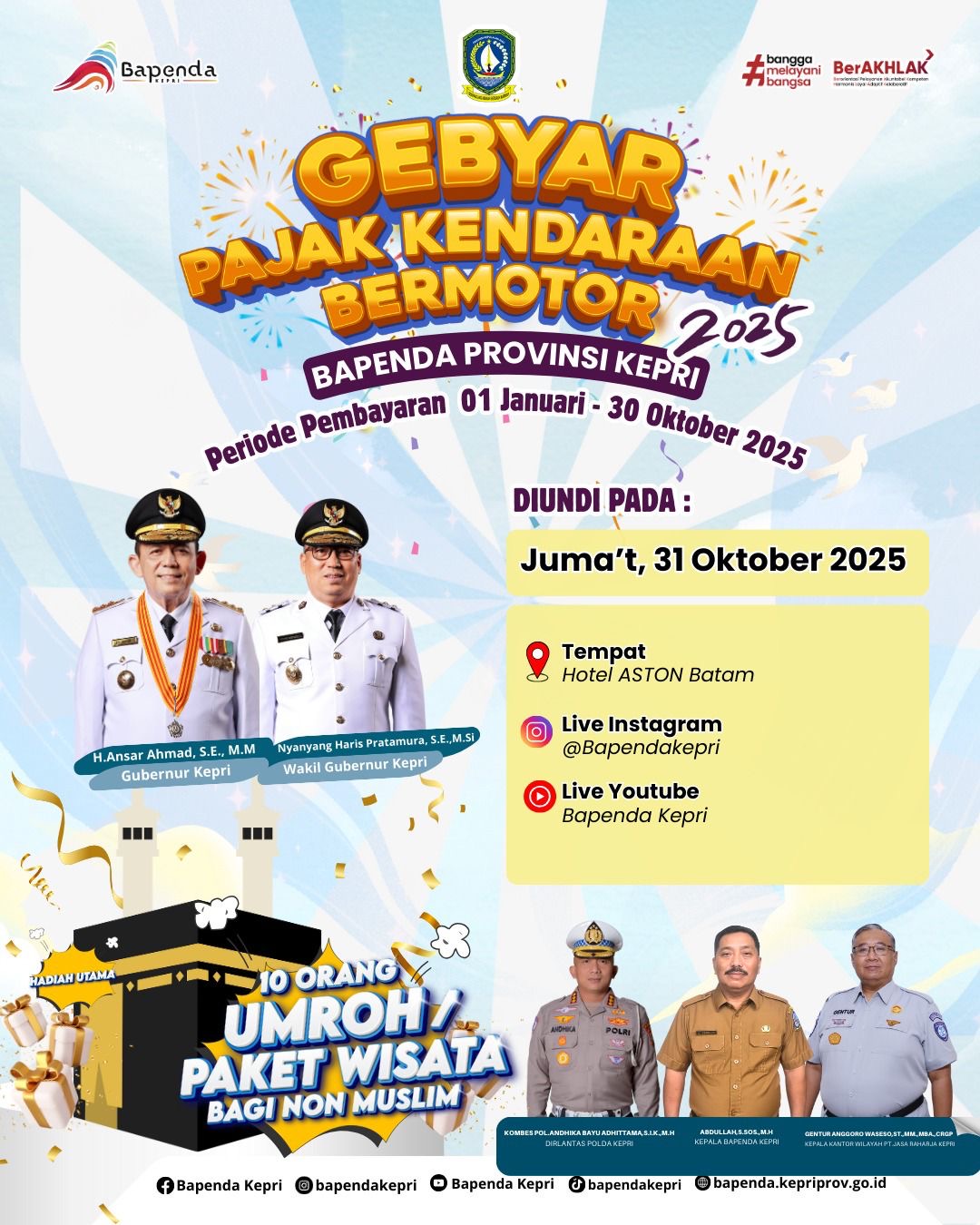 Ikuti Gebyar Pajak Kendaraan Bermotor 2025, Dapatkan Kesempatan Ibadah Umroh atau Paket Wisata