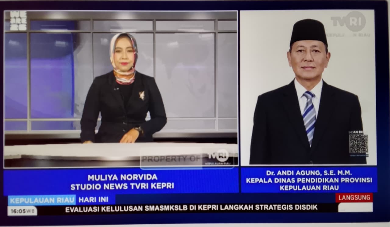 Live Streaming TVRI Kepri, Kadisdik Dr. Andi Agung Ungkap Tingkat Kelulusan SMA/SMK/SLB 