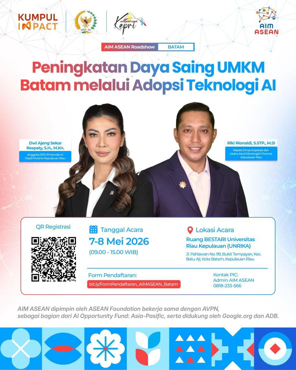 Kerja Sama Senator Dwi Ajeng Sekar dan Dinas Koperasi Kepri, Gelar Pelatihan AI untuk 400 Pelaku UMKM di Unrika Batam
