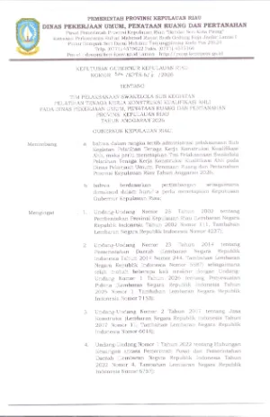 Surat Penugasan/Pembentukan Tim Swakelola