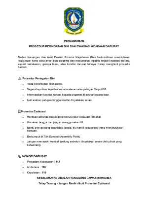 Prosedur Peringatan Dini dan Evakuasi