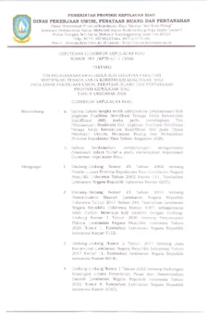 Surat Penugasan/Pembentukan Tim Swakelola