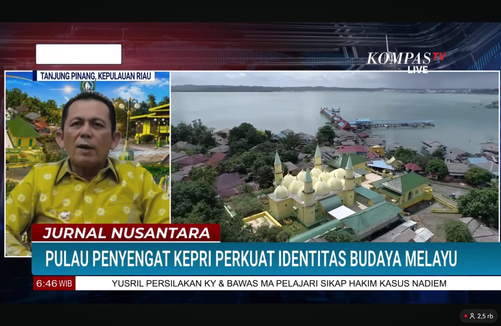Gubernur Ansar Jadi Narasumber di Program Jurnal Nusantara, Paparkan Pulau Penyengat Sebagai Pusat Peradaban Melayu dan Asal Bahasa Indonesia