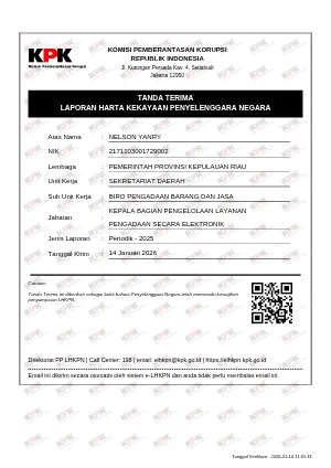 LHKPN - Eselon III - Kabag Pengelolaan LPSE Tahun 2026