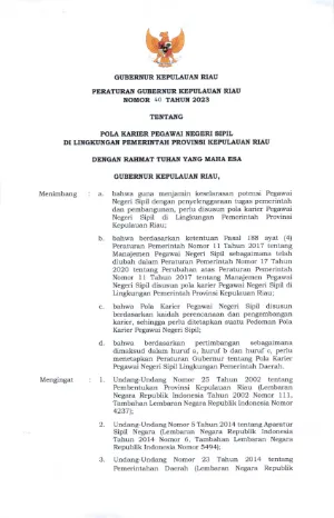 PERGUB NO 40 TAHUN 2023 TENTANG POLA KARIER PNS