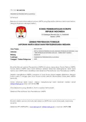 LHKPN - Eselon III - Kabag Pembinaan dan Advokasi PBJ Tahun 2026