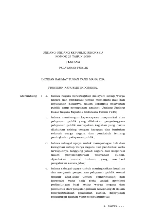 UU_Nomor_25_Tahun_2009 tentang Pelayanan Publik