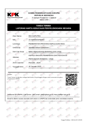 LHKPN - Eselon III - Kabag Pembinaan dan Advokasi PBJ Tahun 2025