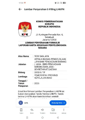 LHKPN - Eselon III - Kabag Pengelolaan Layanan PBJ Tahun 2026