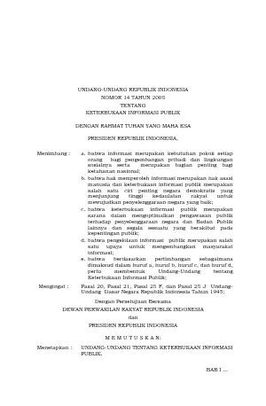 UU_Nomor_14_Tahun_2008 tentang Keterbukaan Informasi Publik
