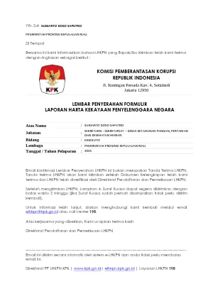 BUKTI LAPOR LHKPN 2025 SUGIARTO DOSO SAPUTRO