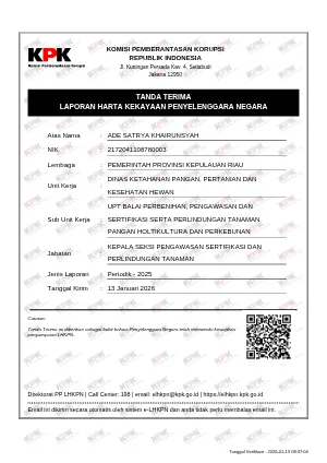 BUKTI LAPOR LHKPN 2025 ADE SATRYA KHAIRUNSYAH