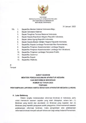 SE Menteri PANRB No. 02 Tahun 2023 tentang LHKAN