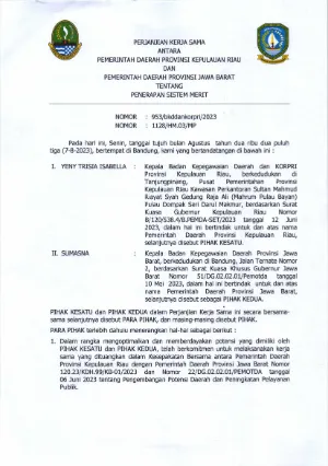 PERJANJIAN KERJASAMA PENERAPAN SISTEM MERIT KEPRI DAN JABAR