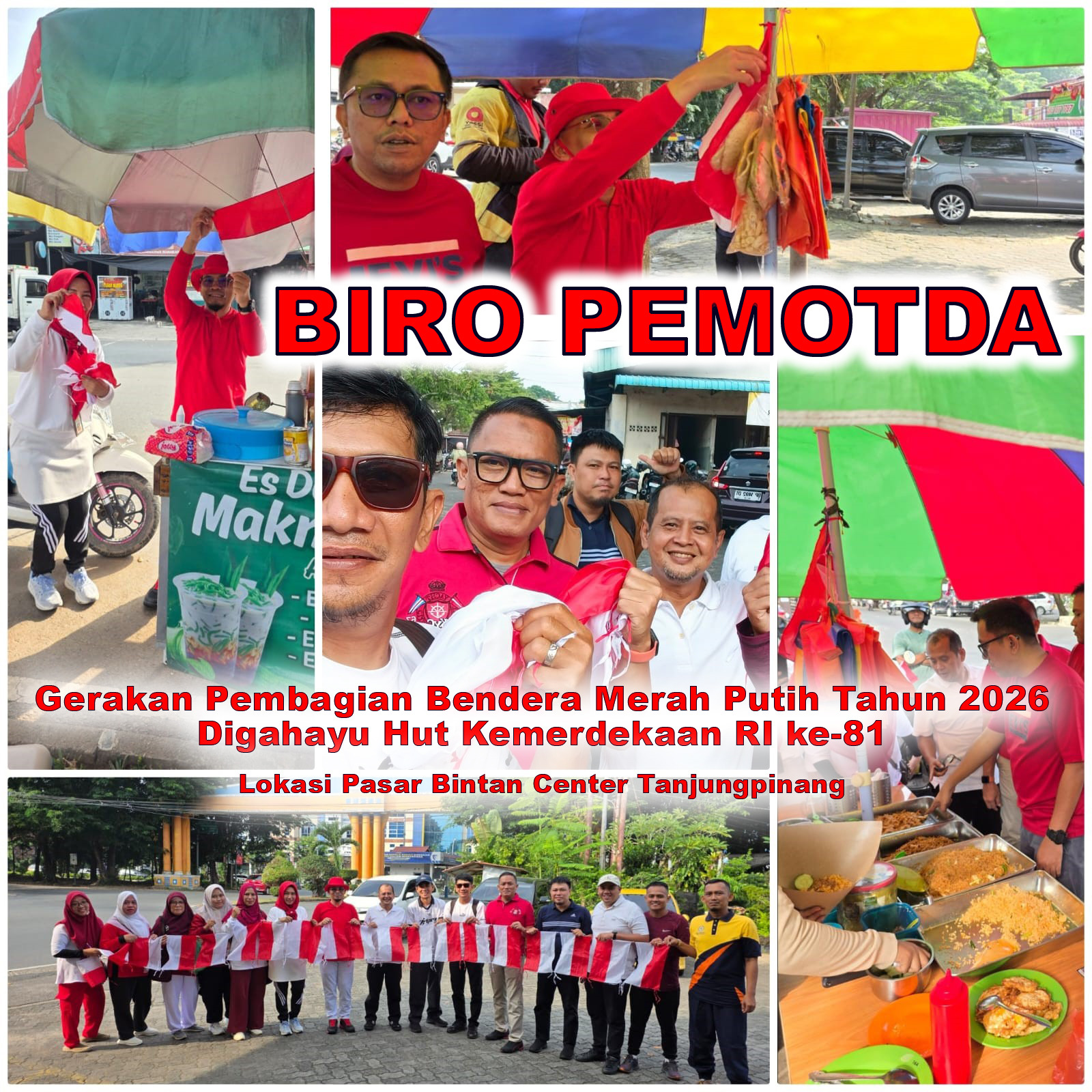TINDAK LANJUTI SURAT EDARAN GUBERNUR, BIRO PEM-OTDA KEPRI GELAR GERAKAN PEMBAGIAN BENDERA MERAH PUTIH DI TANJUNGPINANG
