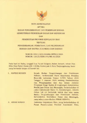 NOTA KESEPAKATAN BADAN PENGEMBANGAN DAN PEMBINAAN BAHASA