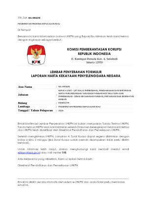 BUKTI LAPOR LHKPN 2025 NIL ERISON