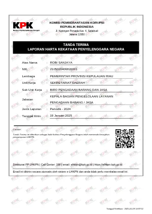 LHKPN -  Eselon III - Kabag Pengelolaan Layanan PBJ Tahun 2025
