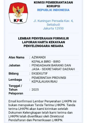 LHKPN - Eselon II - Kepala Biro Pengadaan Barang dan Jasa Tahun 2026