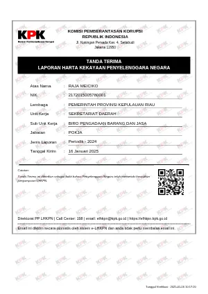 LHKPN 2025 - Eselon IV - Kasubbag Pembinaan Kelembagaan Pengadaan PBJ