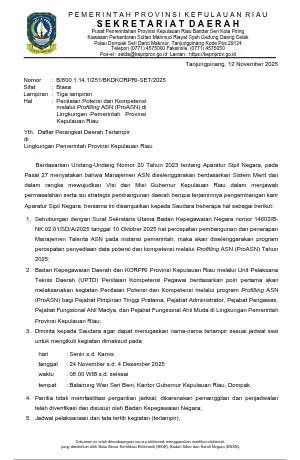 Surat Undangan Asesmen Pelaksanaan ProASN