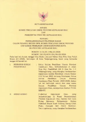 NOTA KESEPAKATAN KPU DENGAN PEMPROV KEPRI