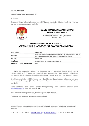 BUKTI LAPOR LHKPN 2025 ISKANDAR