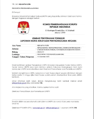 BUKTI LAPOR LHKPN 2025 RIZA SATYA PUTRI