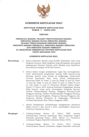 SK NOMOR 31 TAHUN 2026 - PENGURUS BARANG PENGGUNA