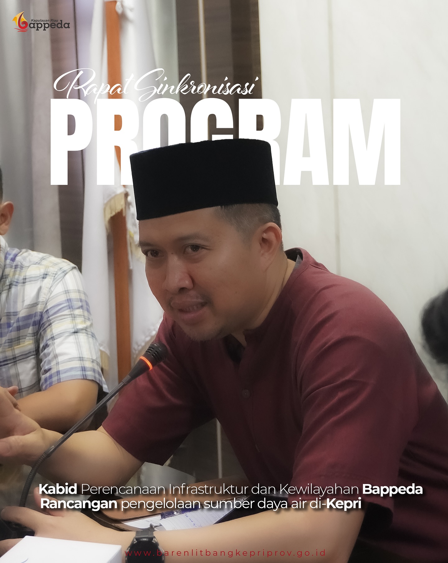 Tanjungpinang - Kabid Perencanaan Infrastruktur dan Kewilayahan Bappeda Kepri Udi Harbian, memimpin rapat sinkronisasi pusat dan daerah tentang rancangan program dan kegiatan pengelolaan sumber daya air pada hari Jumat, 4 Juli 2025. Rapat ini berlangsung